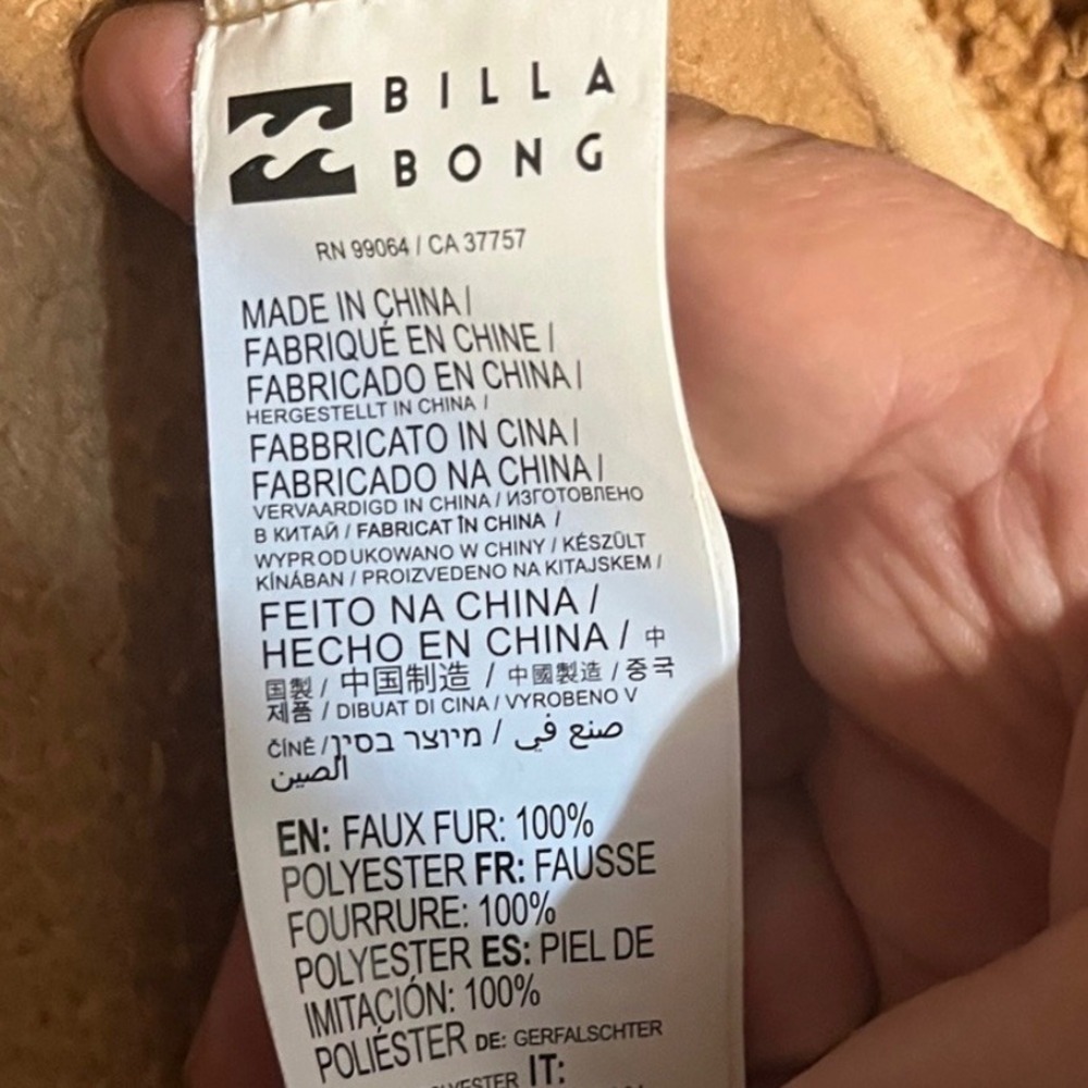 Billabong Camel Brown Gorpcore Sherpa Teddy Fleece Cozy Pullover Jacket Size XL - Picture 10 of 10